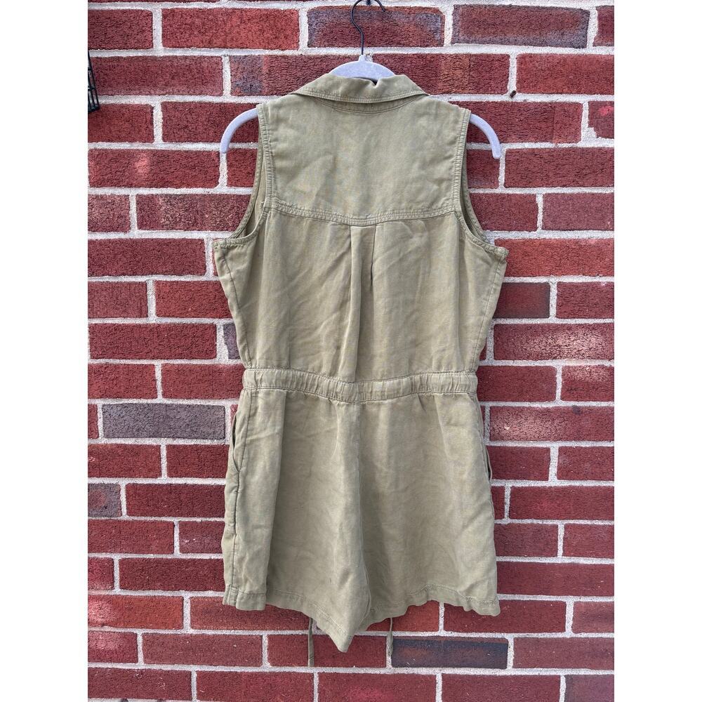 Nicole Miller New York Utility Romper Womens 4 Olive Green Linen Blend Safari - Picture 10 of 10